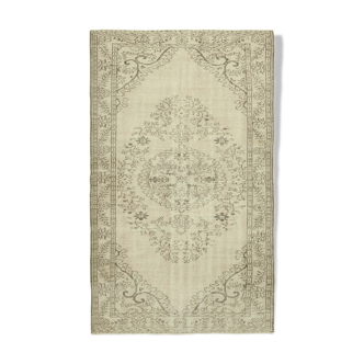 Handwoven rustic anatolian beige carpet 177 cm x 291 cm