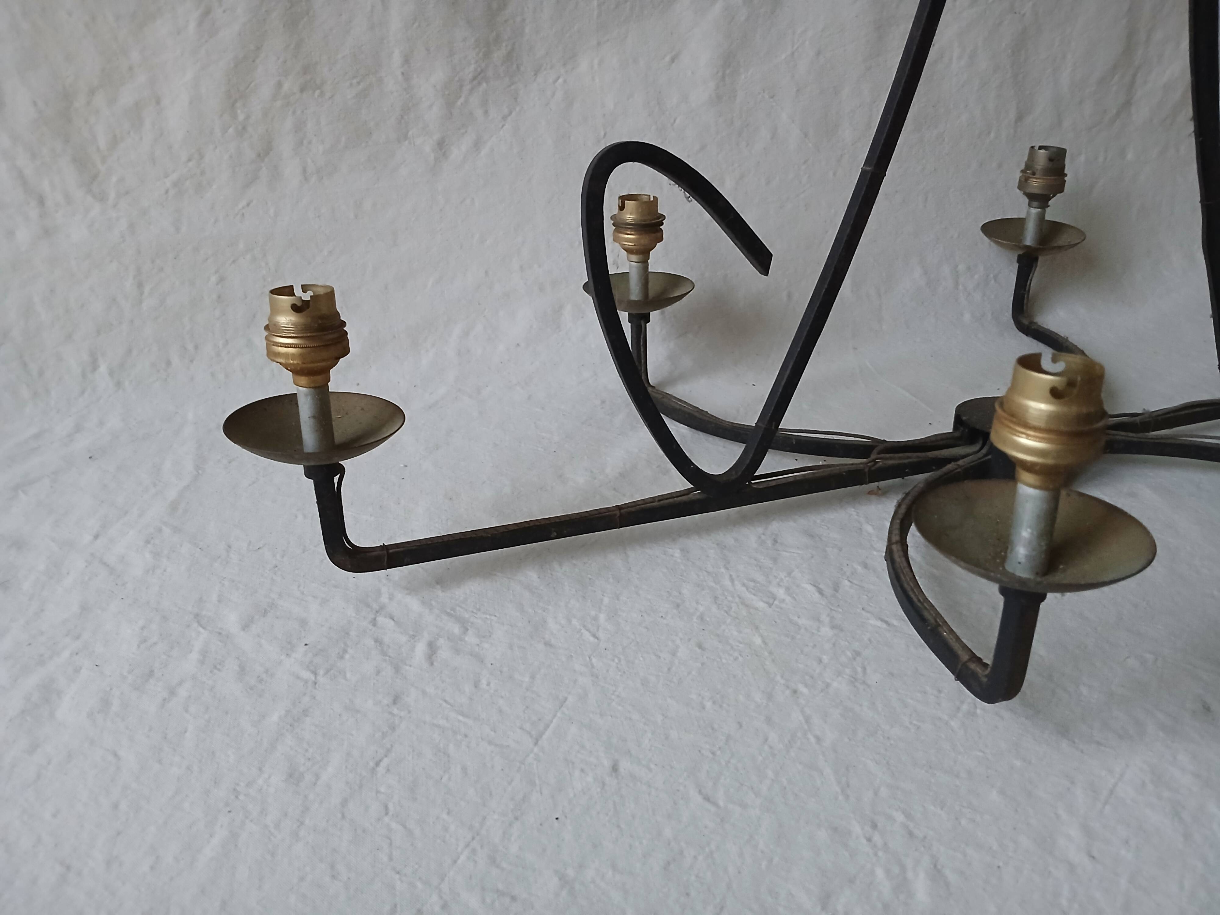 large wrought iron chandelier / 60s