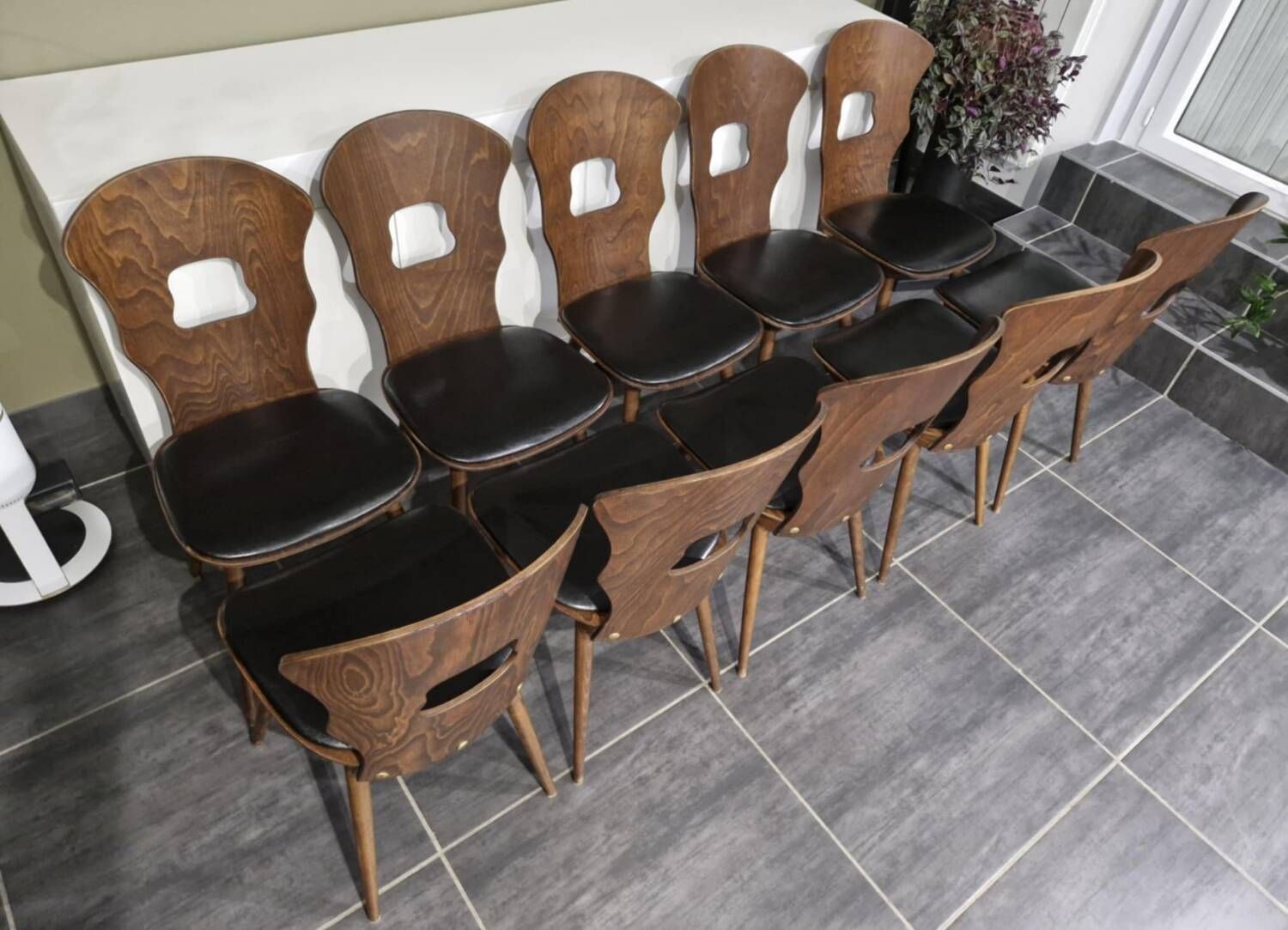 Set of 10 vintage Baumann "Gentiane" model bistro chairs, 1960s