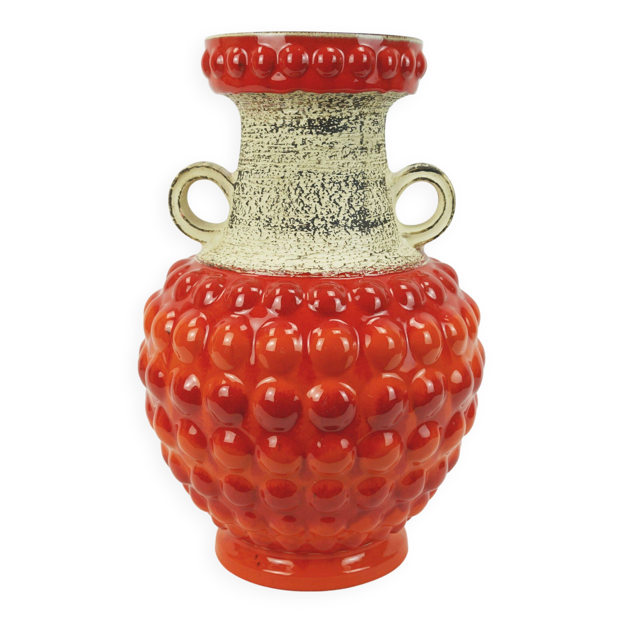 huge 1960s bay keramik floor VASE bubble decor red and orange model 65 45