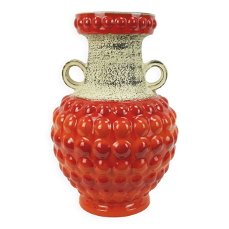 huge 1960s bay keramik floor VASE bubble decor red and orange model 65 45