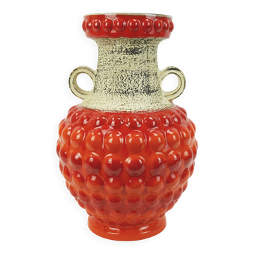 huge 1960s bay keramik floor VASE bubble decor red and orange model 65 45