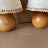 Set of 2 solid wood bedside lamps