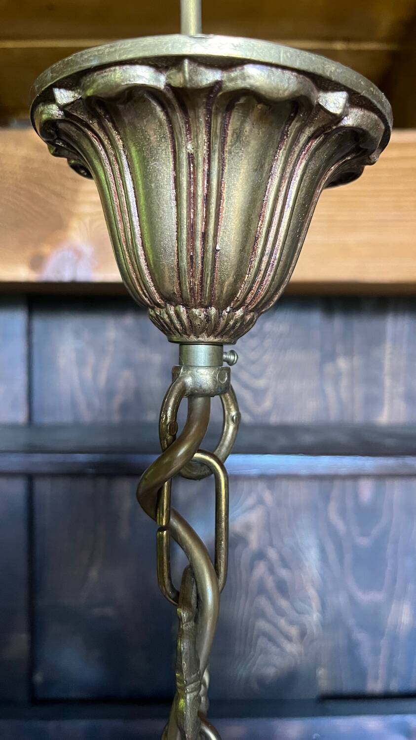 Chandelier 6 lights vintage gilded bronze 70 cms