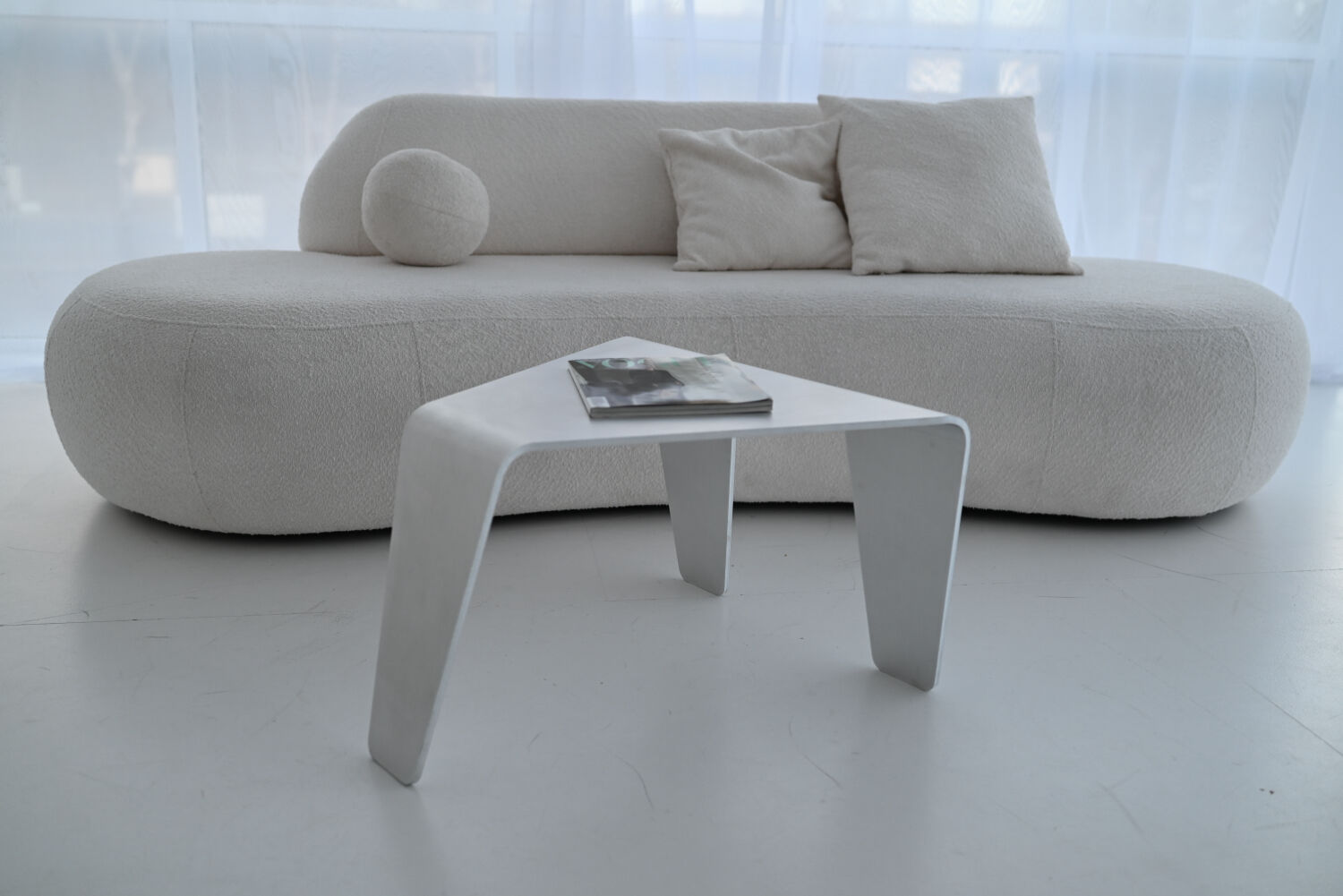 Sculptural Brushed Aluminum Side Table, Minimalist Contemporary Design