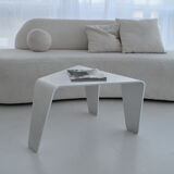 Sculptural Brushed Aluminum Side Table, Minimalist Contemporary Design