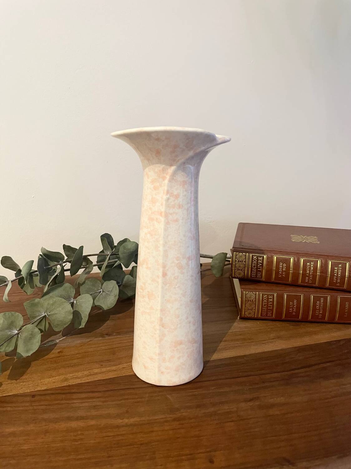 Vintage speckled pink vase