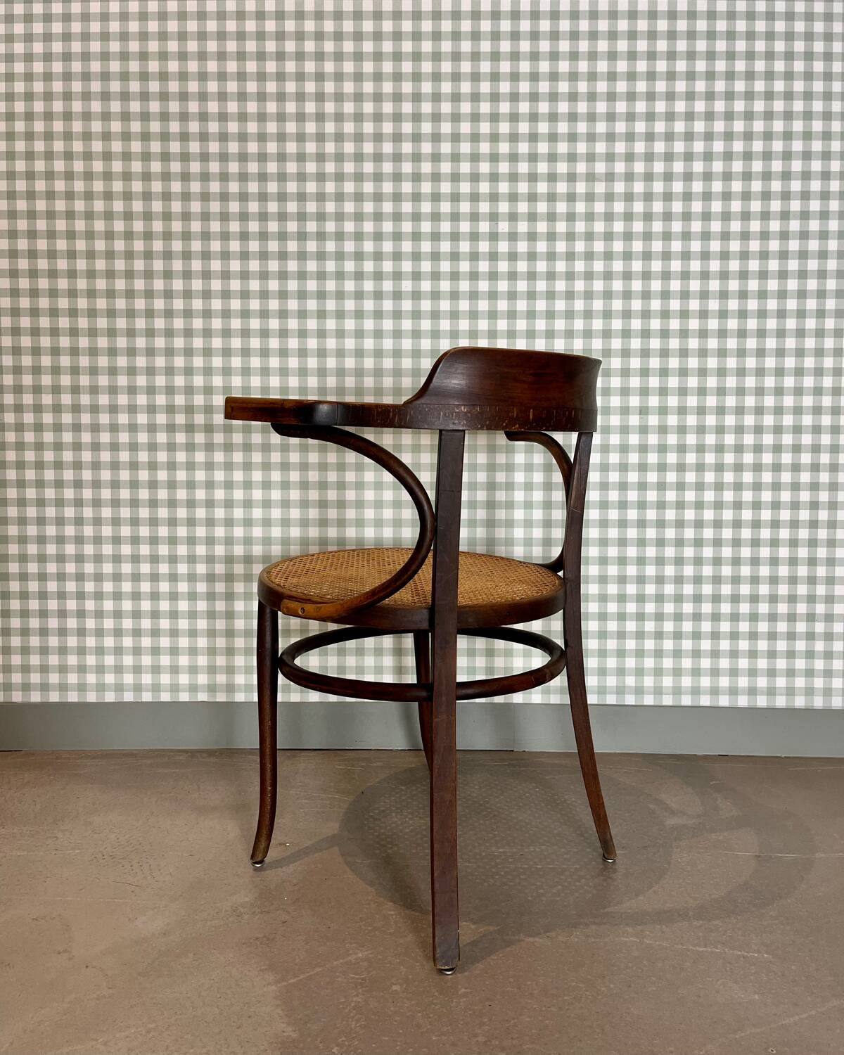 Baumann armchair in curved wood and canework
