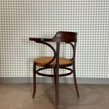 Baumann armchair in curved wood and canework