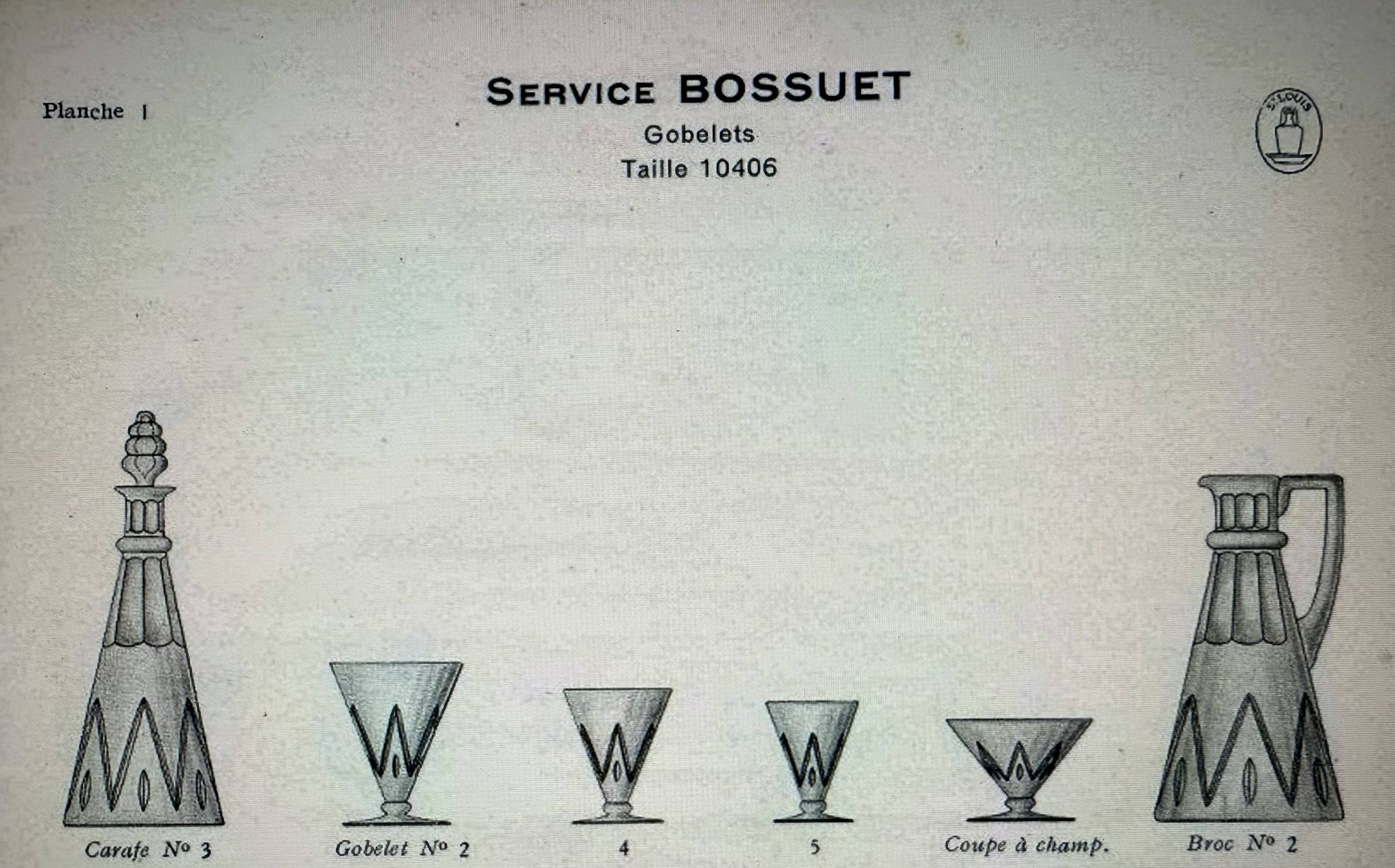 6 Champagne glasses – Saint Louis Bossuet service size 10406