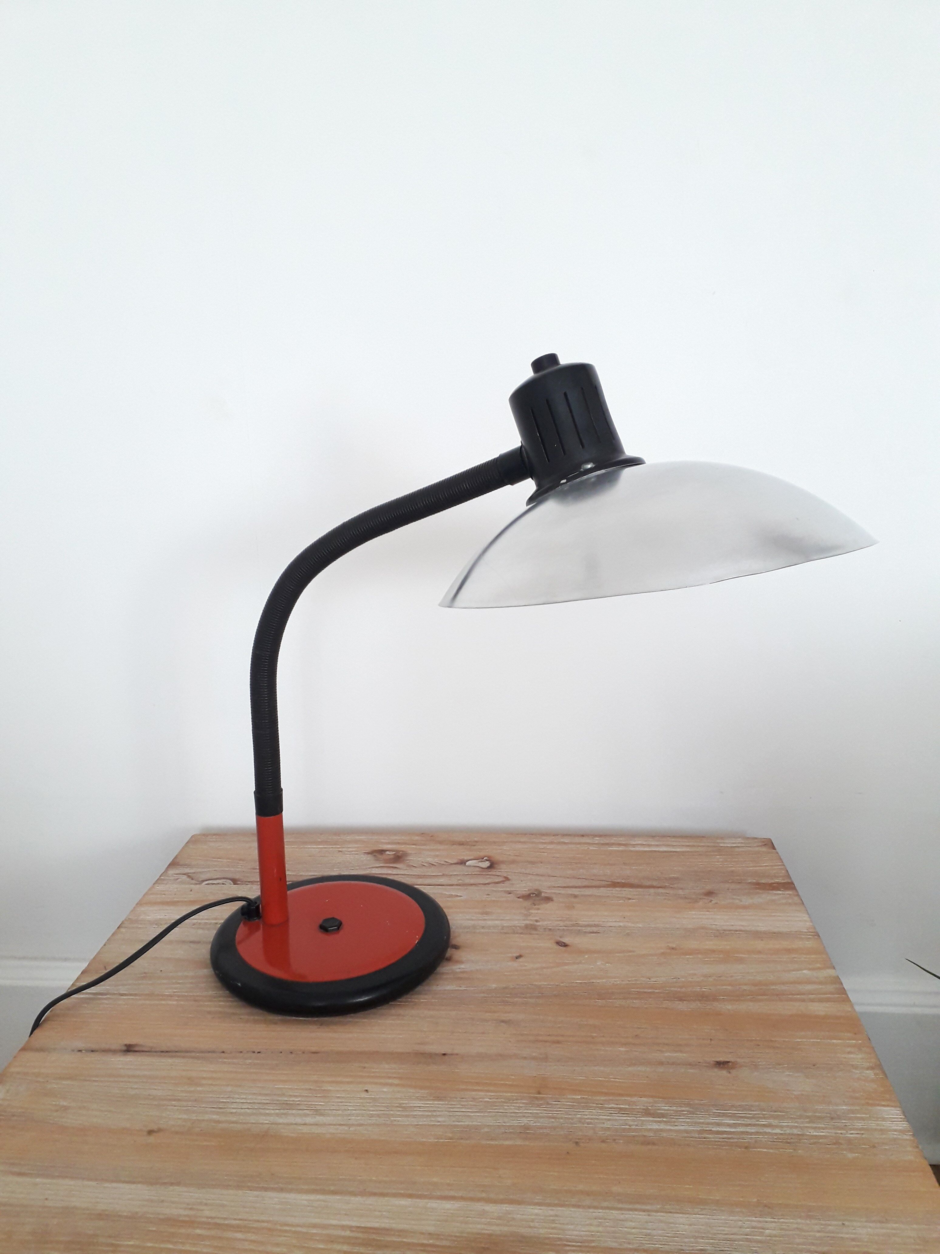 Adjustable desk lamp in lacquered metal and brushed aluminum- 1960s