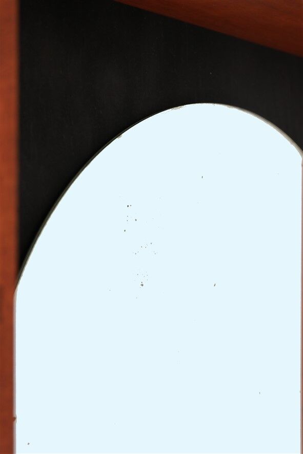 Mid-century wall shelf with mirror / 1960s / 1970s / Danish modern design / black