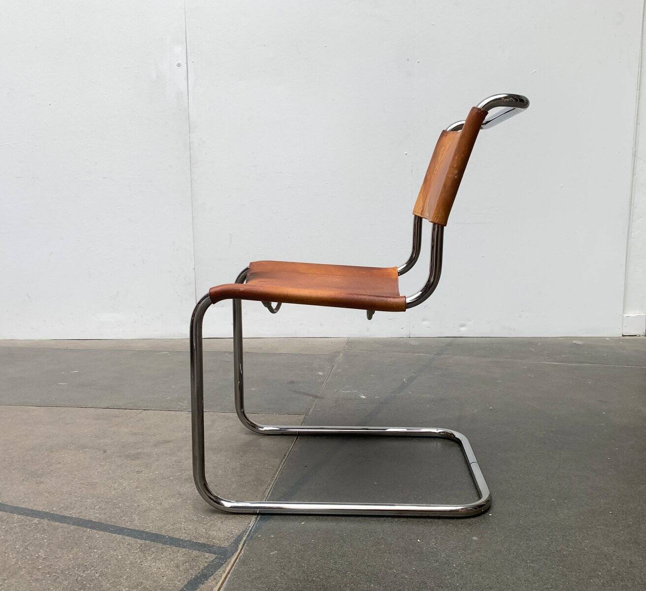 German vintage leather cantilever chairs S33 by Mart Stam for Thonet, set of 8