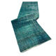 Distressed Turkish Narrow Runner 304 x 76 cm Wool Vintage rug, Overdyed Turquoise