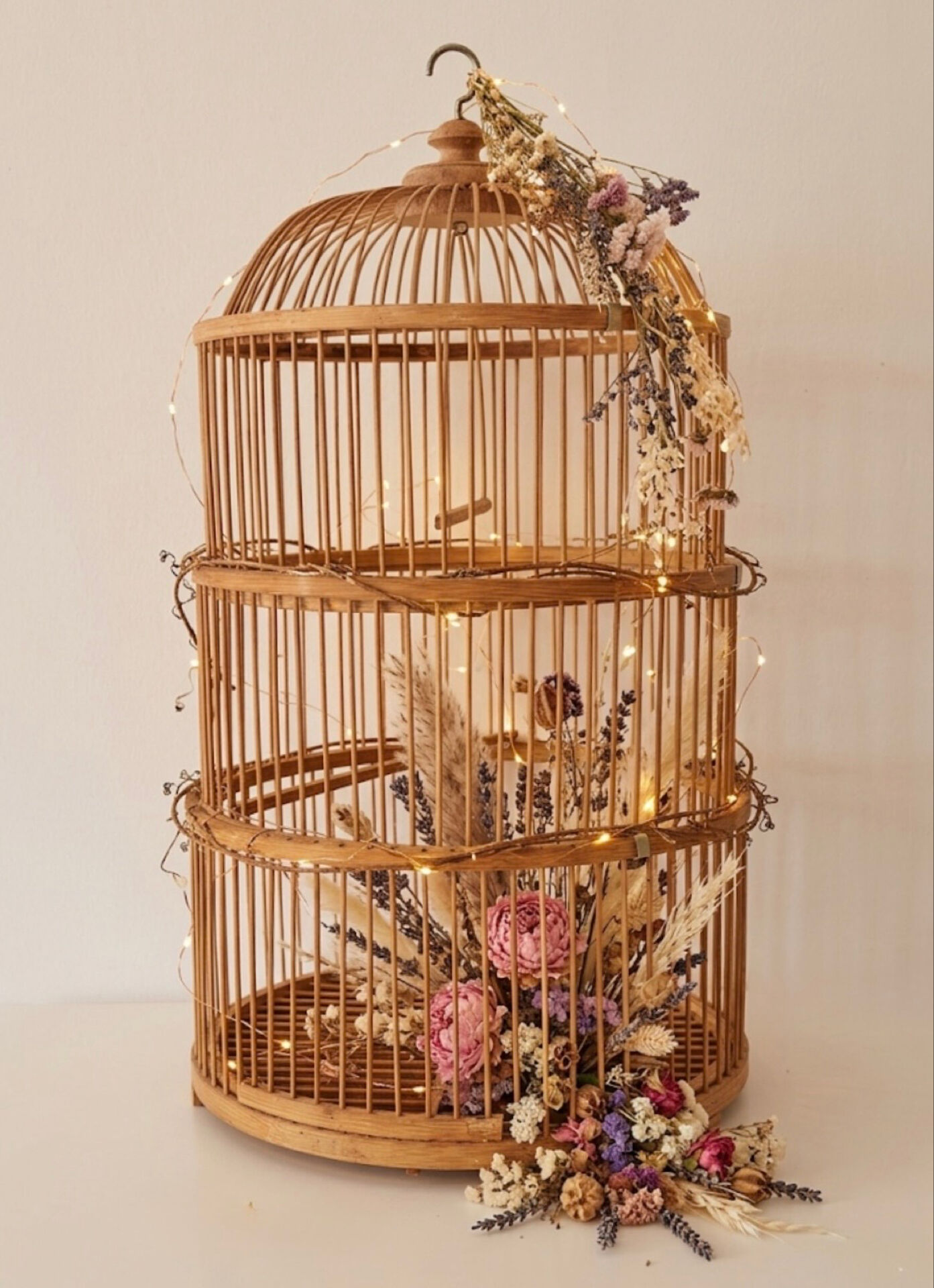 Large bamboo and rattan birdcage from the 1970s.