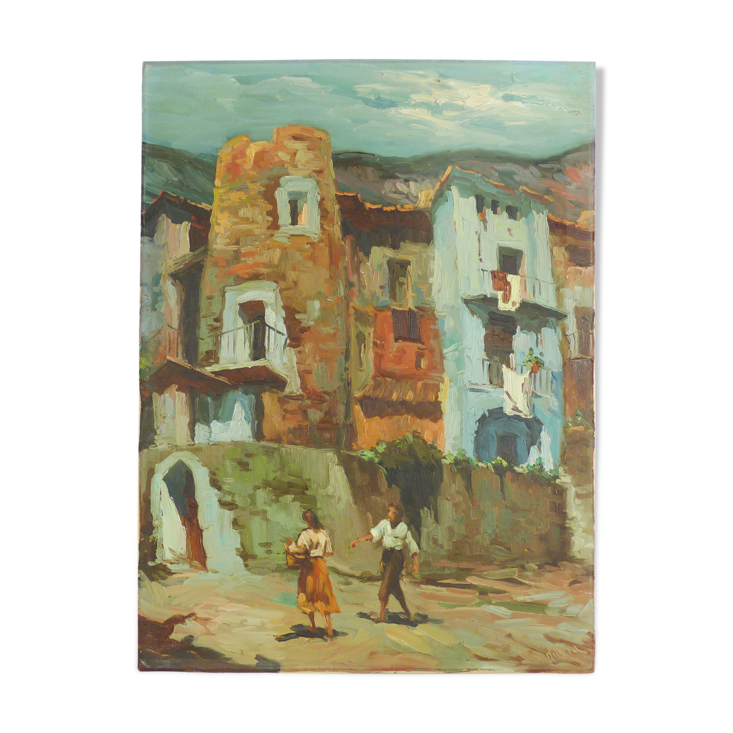 Ancient oil on canvas by S.Ribera. Spanish painting. 81X60 cm. Year 60 70
