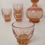 Carafe liquor service + vintage glasses