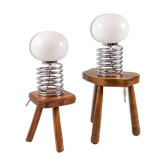 Paire de lampes ressort style Ingo Maurer, France, 1970s