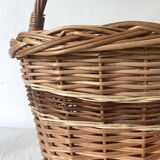 Two-tone woven wicker basket