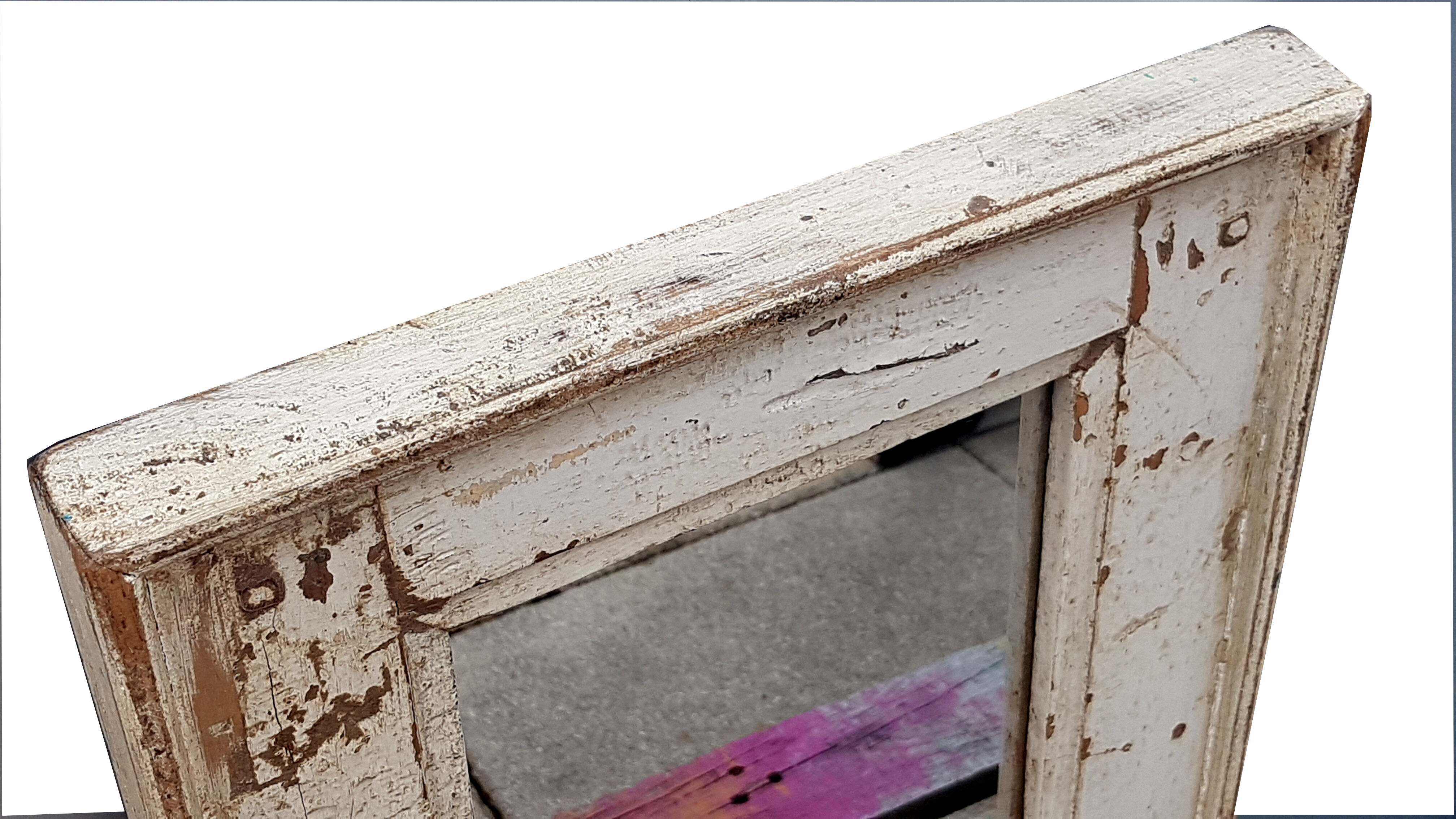 Mirror white wood old teak patina 34x4x58cm