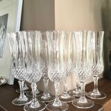 Set of 10 crystalline champagne flutes cut