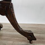 Coffee table in walnut with maple inlays and wheels