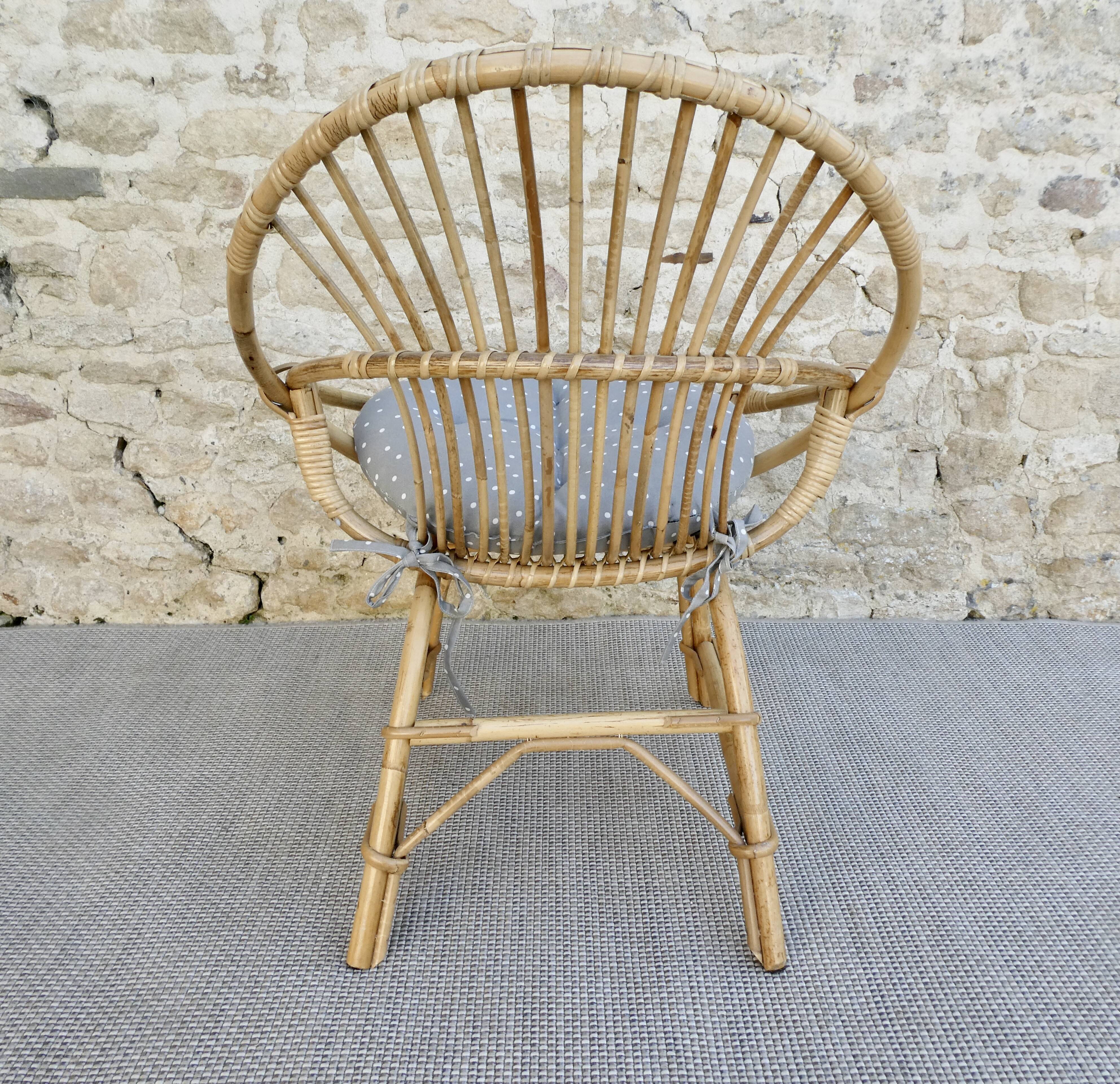 Rattan basket armchair from the 70s