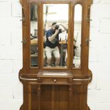 Napoleon III wardrobe in walnut, late 19th century, 3 mirrors, marble.