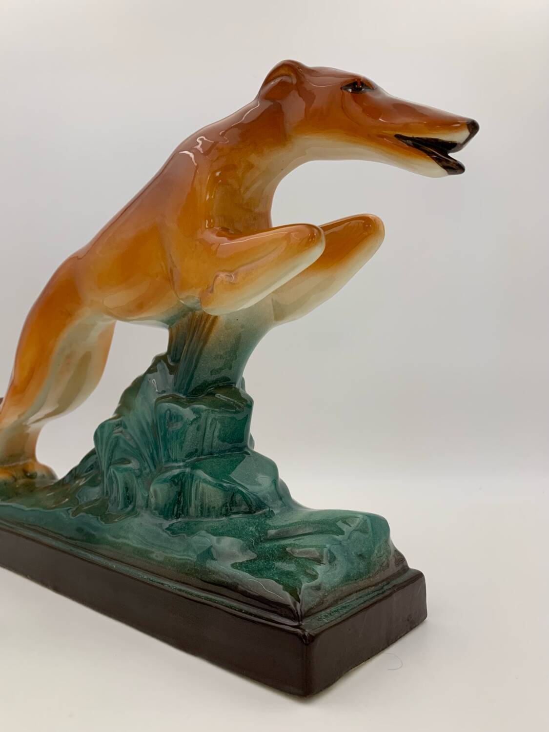 Sainte Radegonde Art Deco earthenware greyhound, 1930s