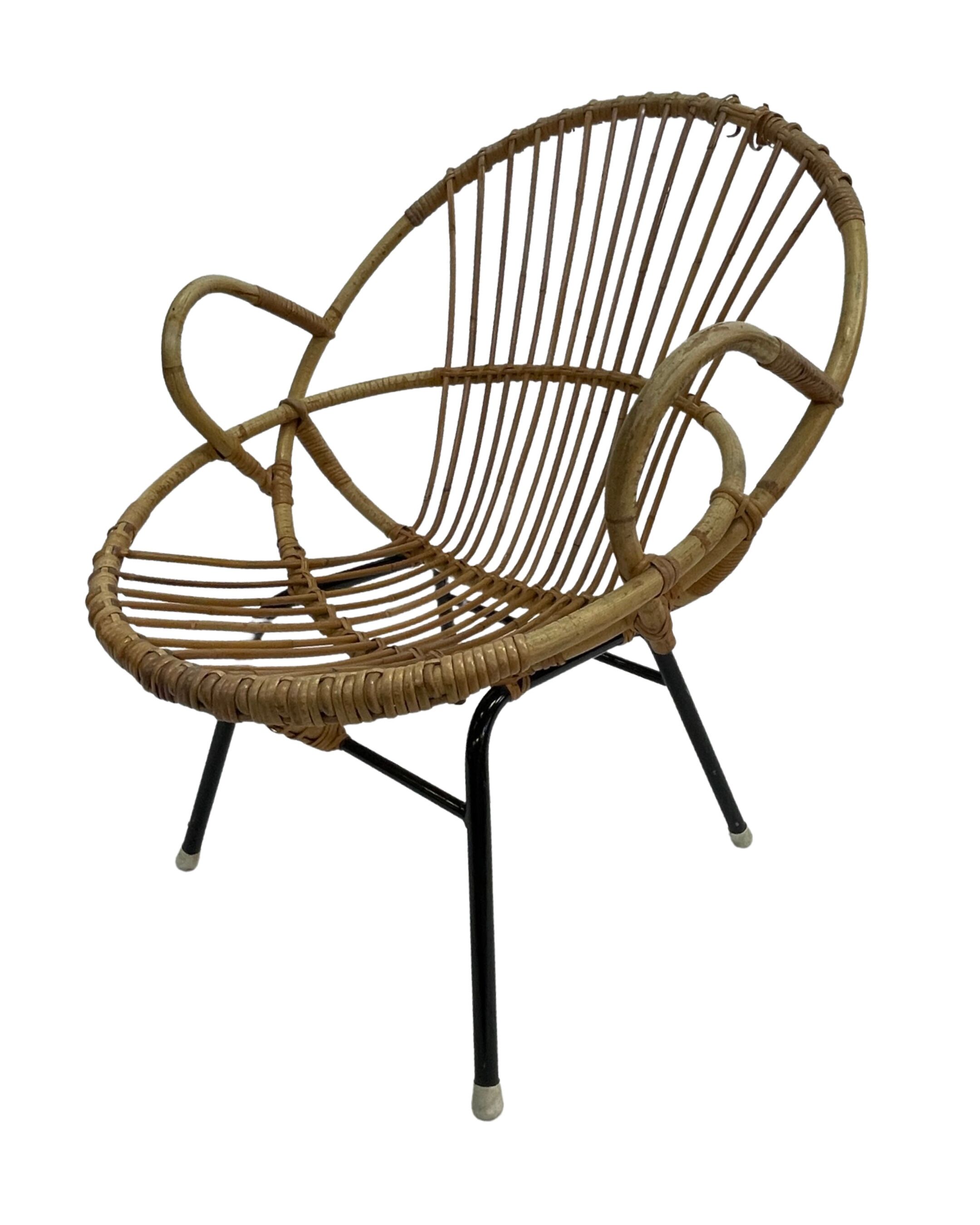 Rattan chair by Dirk van Sliedregt Rohe Noordwolde 1960 in the Netherlands