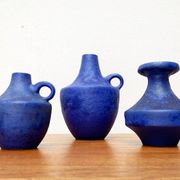 Mid-century German minimalist cobalt blue vases by Hartwig Heyne Pottery, 1960s, set of 3.