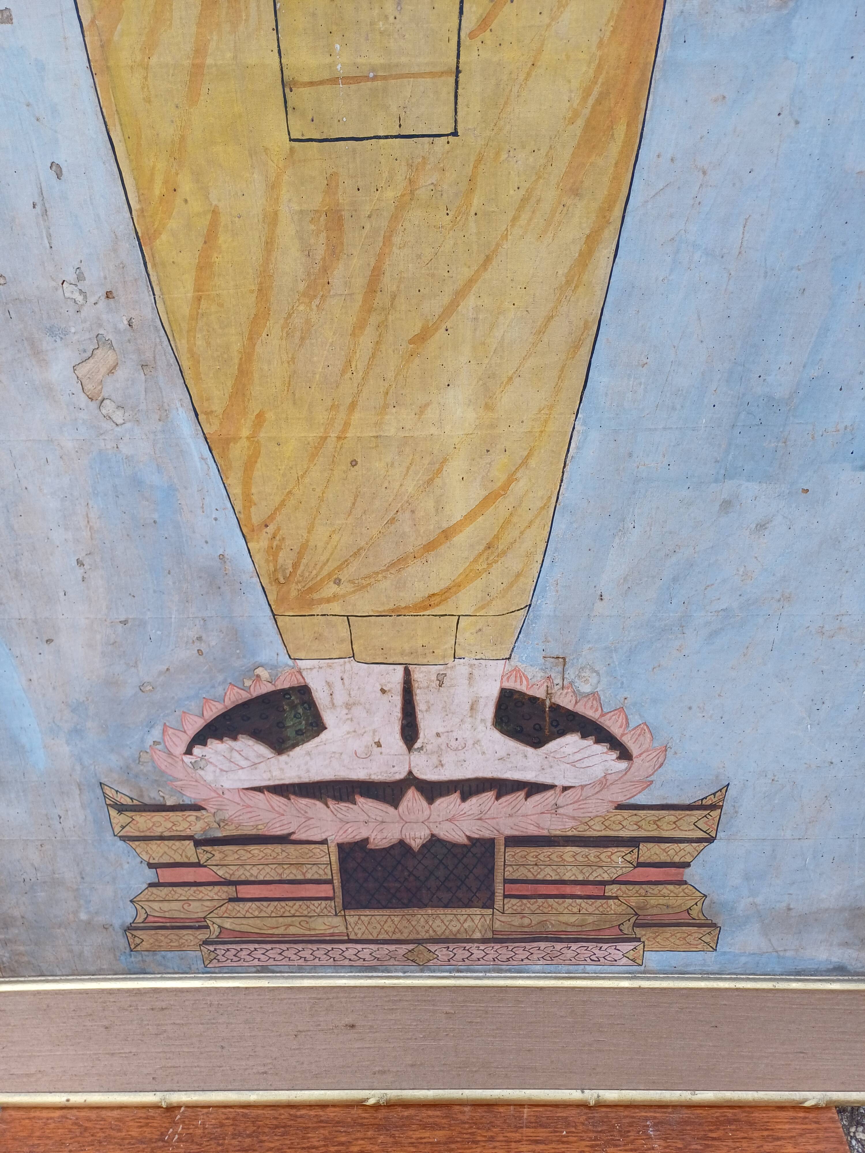 19th Century Silk Painting Buddha Thailand