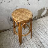 High stool in wicker and rattan
