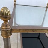 End table in bronze and black opaline glass