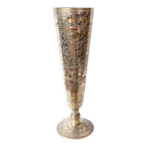 Engraved brass vase