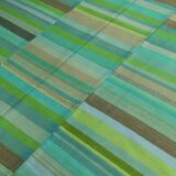 7x9 Shades Of Green Vintage Kilim Rug, 213x281Cm