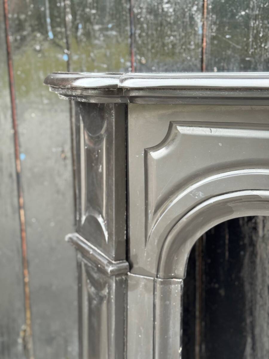 Louis XV style fireplace in black Belgian marble, circa 1880
