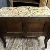 Curved Sauteuse chest of drawers stamped in precious wood marquetry Louis XV style circa 1850
