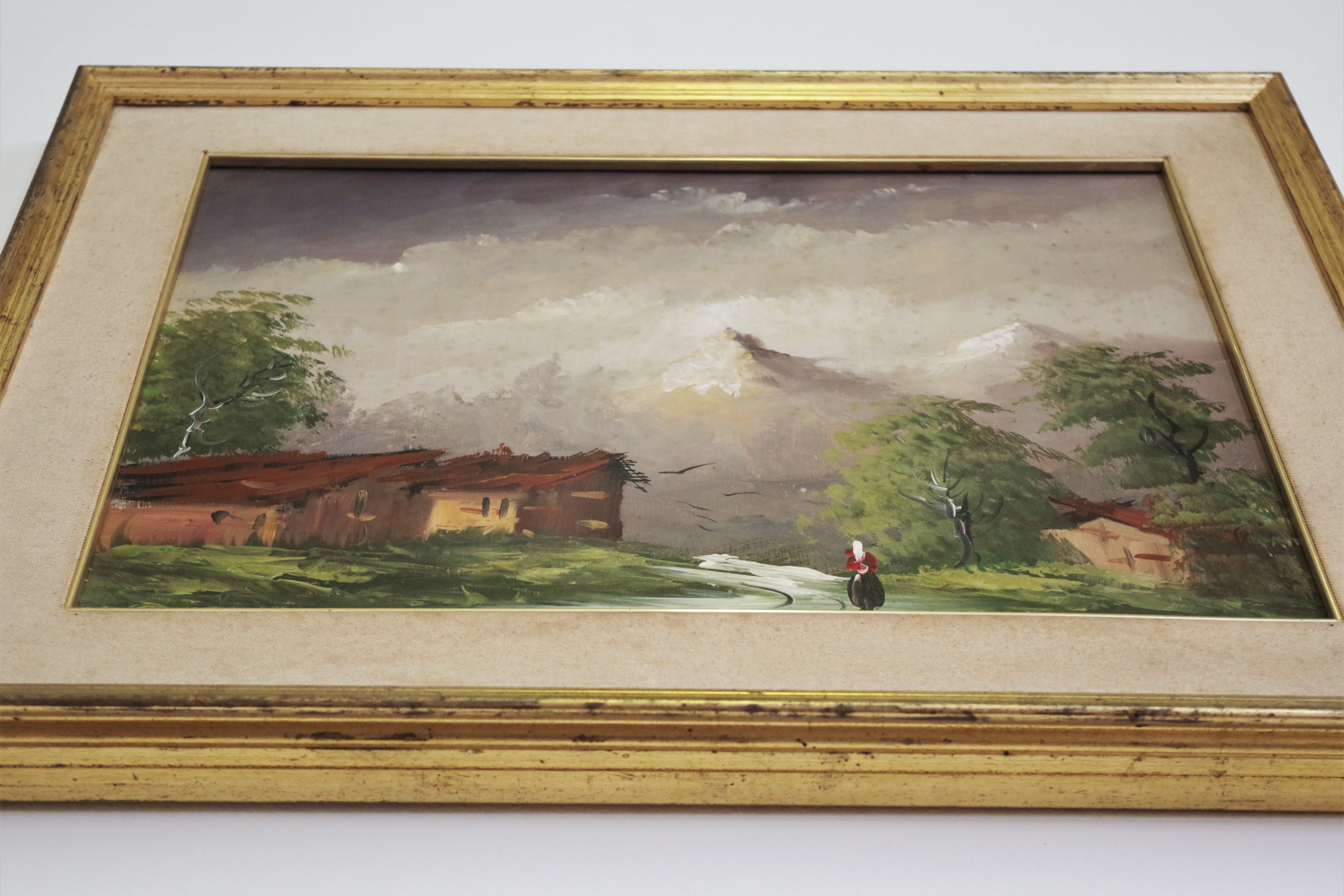 Oil painting on canvas, mountain landscape, Cakv