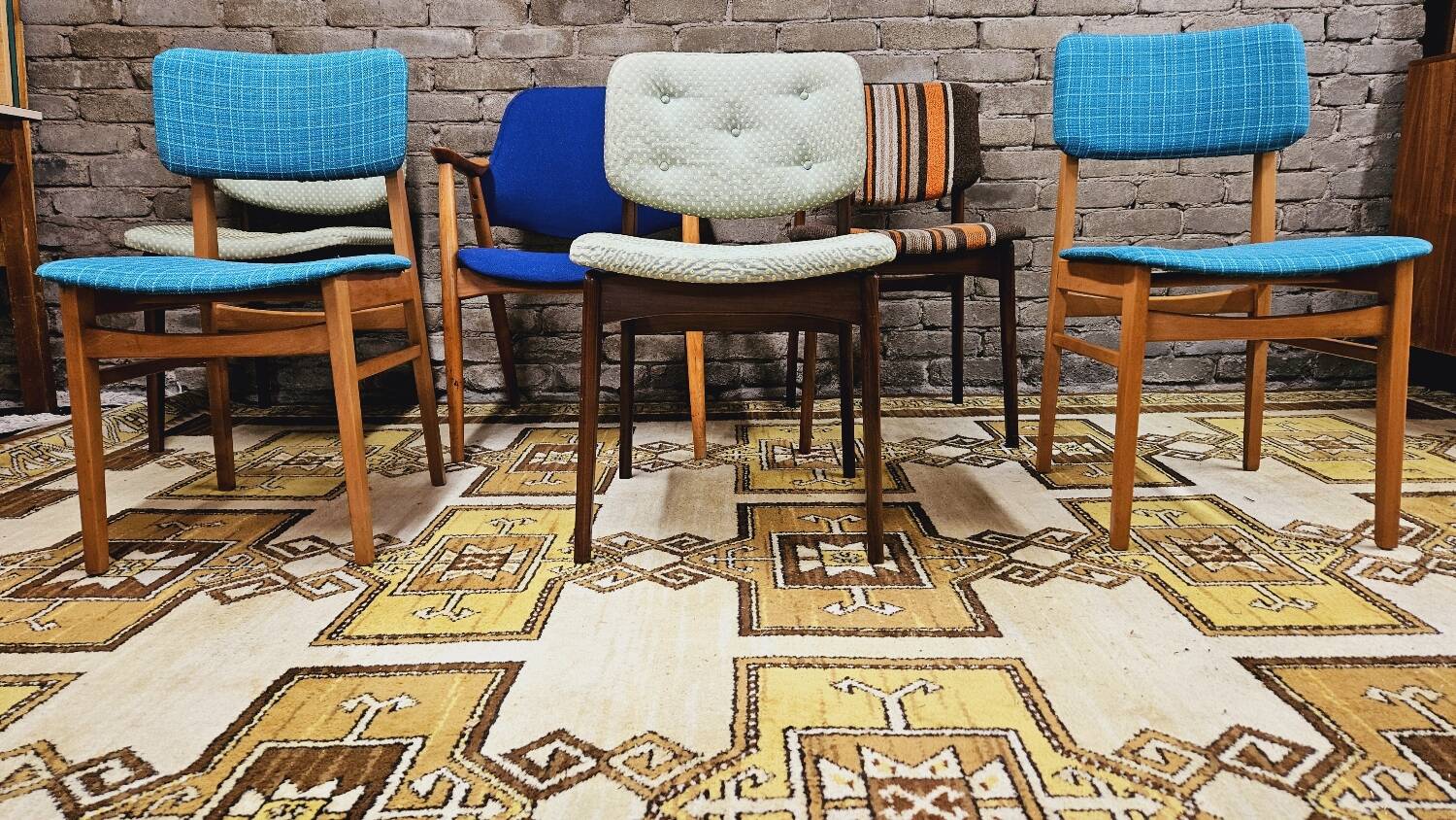 Set of 6 mismatched 1960s Scandinavian chairs
