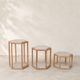Set of 3 nesting tables in travertine and wood – Roche Bobois, 1970s