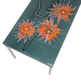 Large Ceramic Tile Table adri Orange Flowers Abstract 109cm