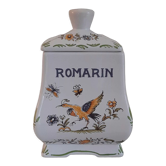 Apothecary pot "Rosemary" in faience of Moustiers