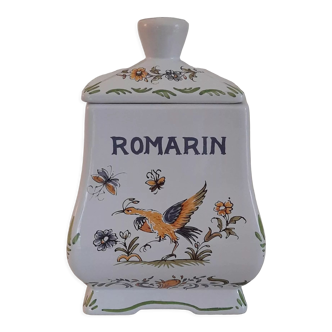 Apothecary pot "Rosemary" in faience of Moustiers