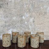 Set of 6 stoneware cups and a pitcher