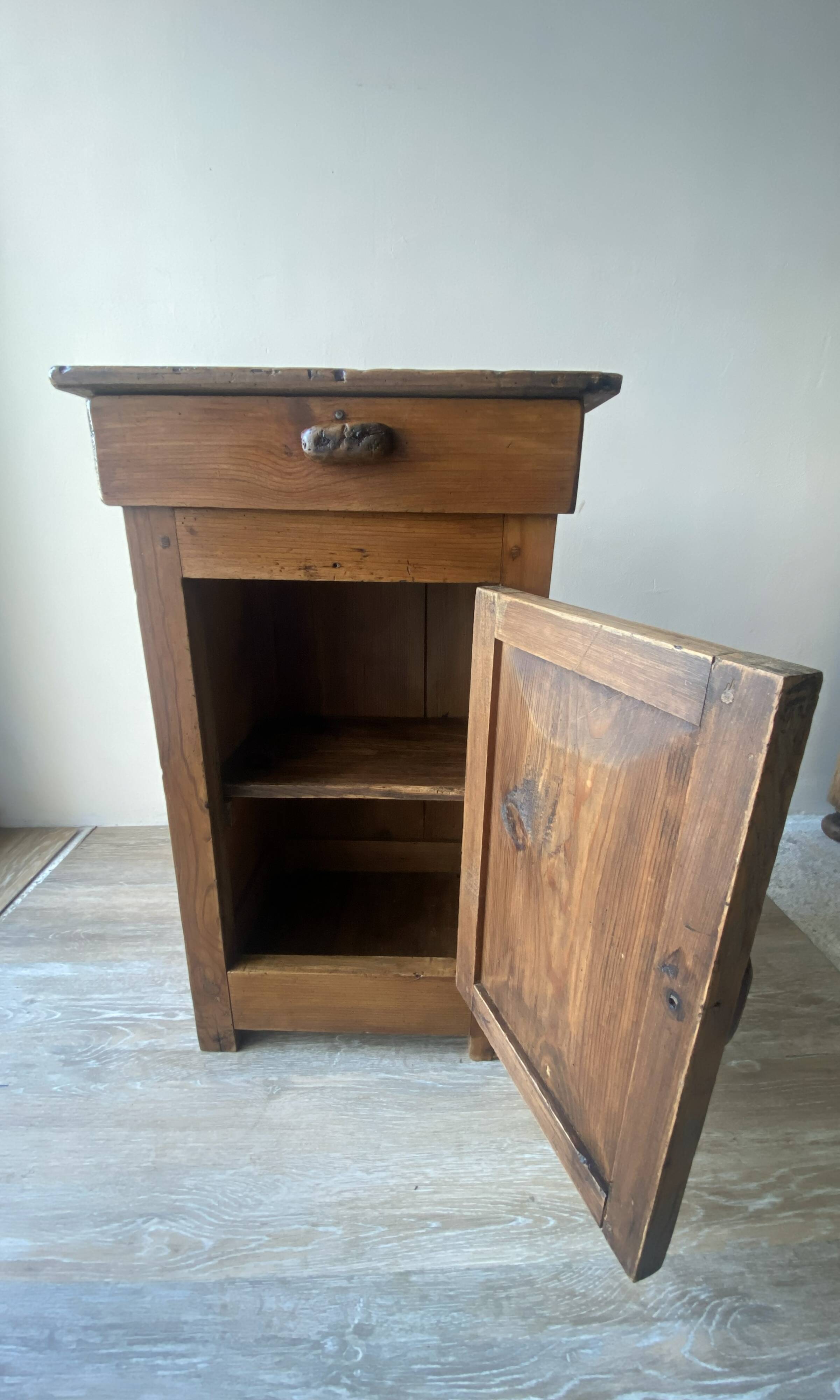 Rustic antique bedside table - peasant piece