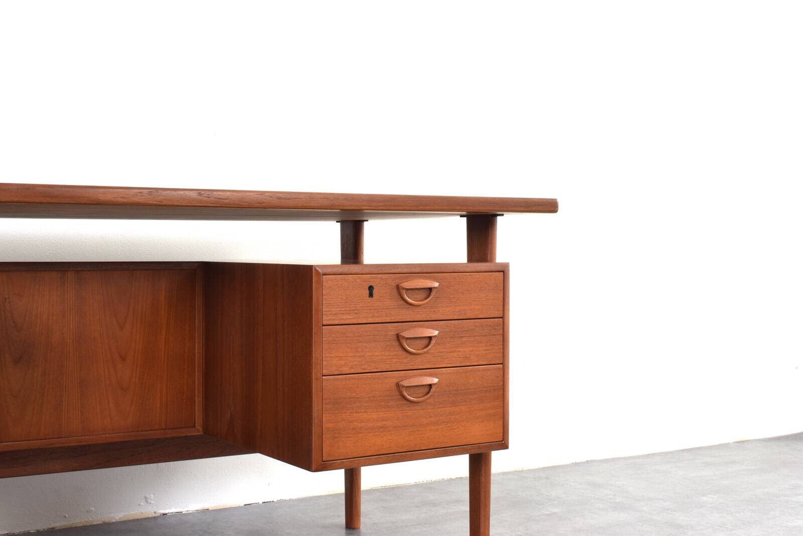 Mid-Century Danish Teak Executive Desk by Kai Kristiansen for FM Møbler