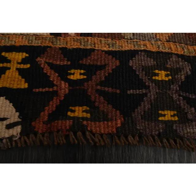 1970s Vintage Turkish Oushak Handmade Wool Cotton Orange Runner Rug 132X341