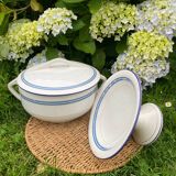Antique Sarreguemines earthenware set - Soup tureen & fruit bowl