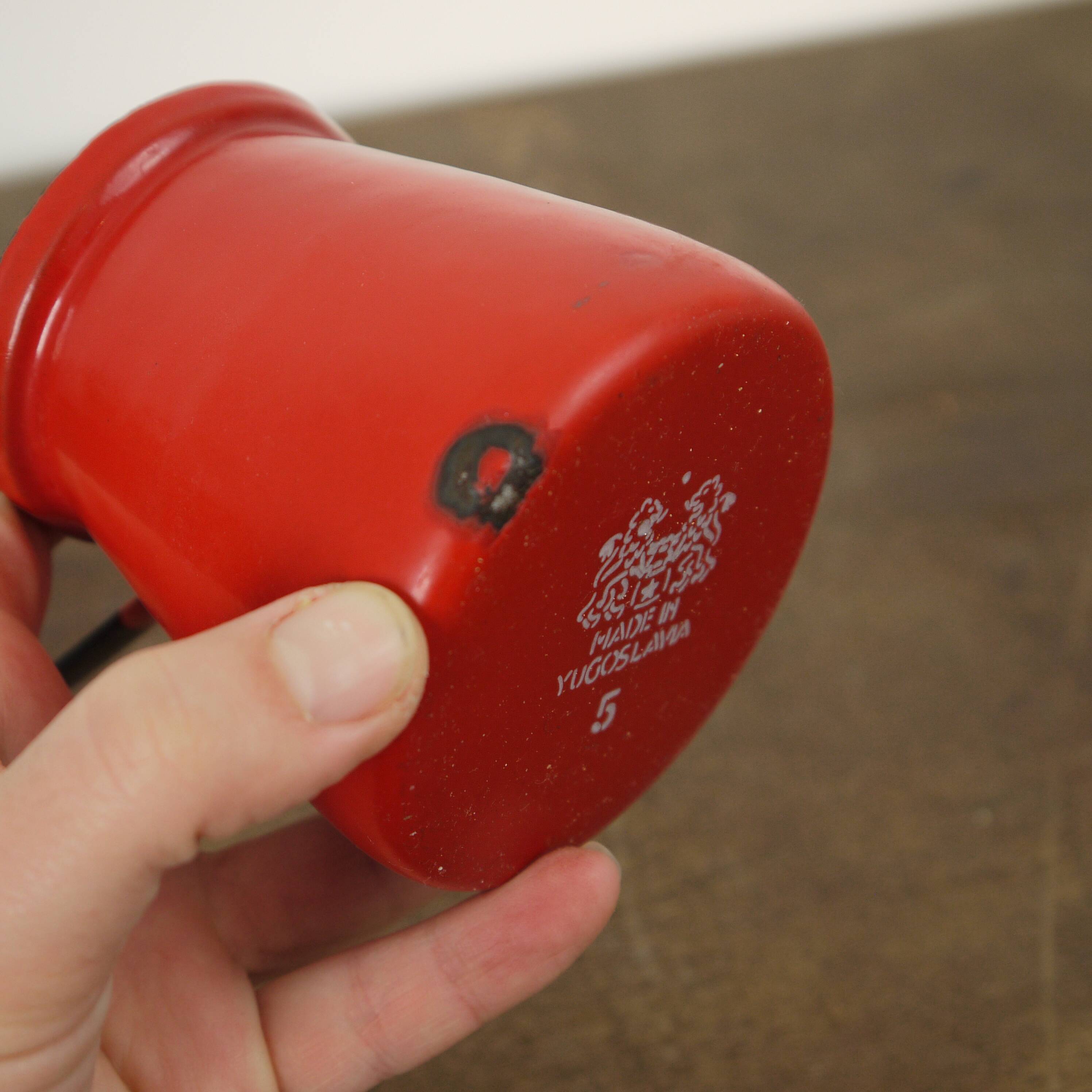 Turkish coffee maker in red enamel